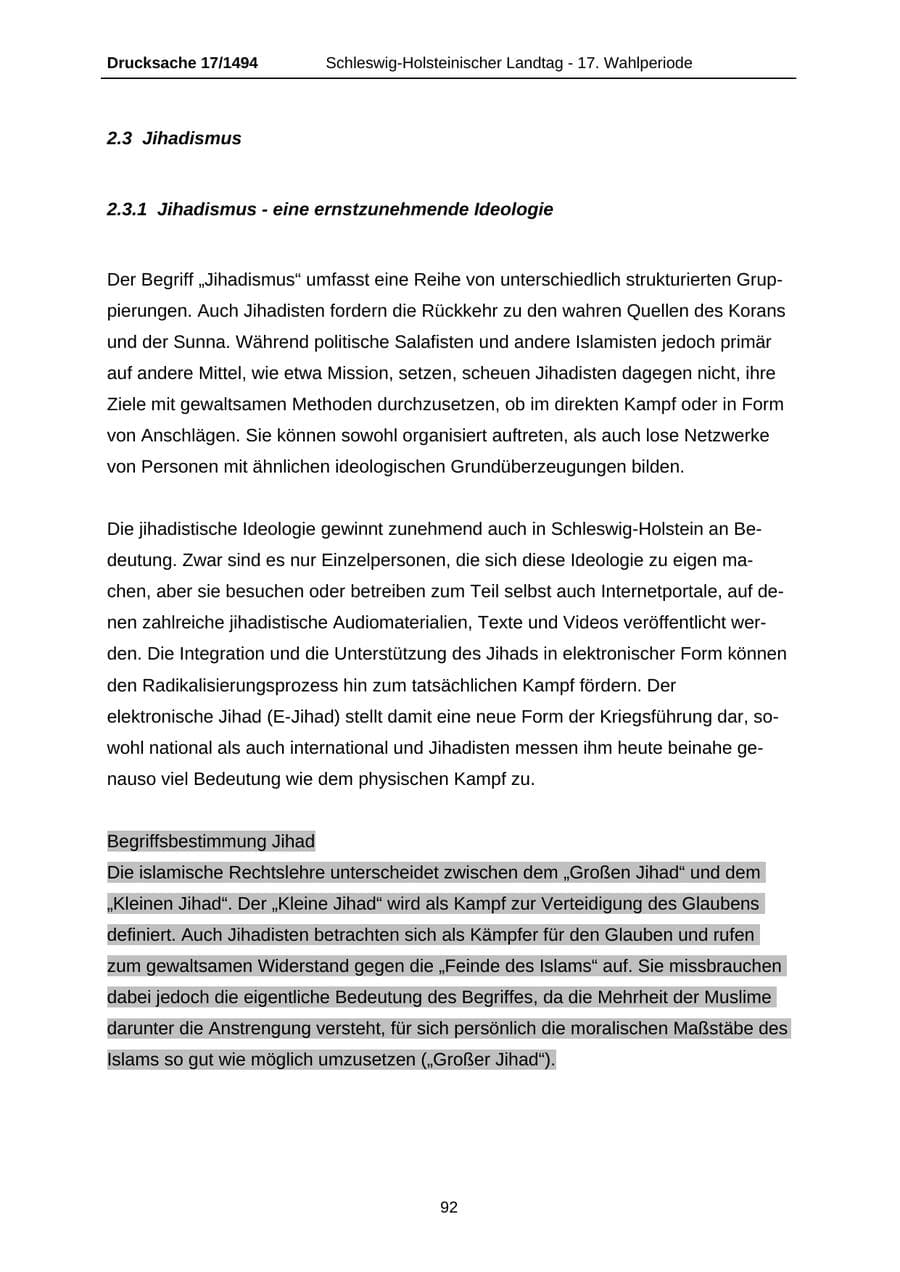 Seite 92 des Verfassungsschutzbericht 2010 Schleswig-Holstein