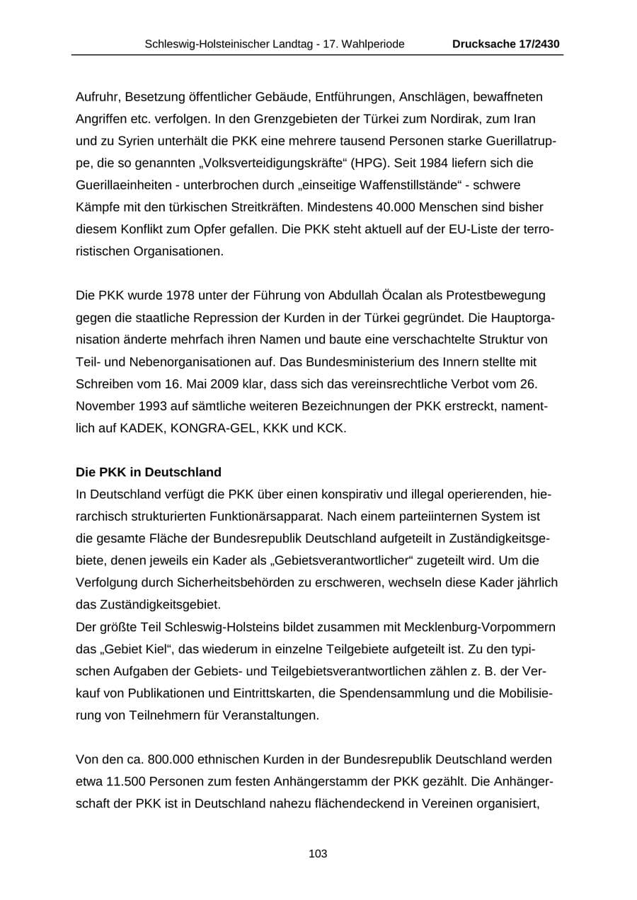 Seite 103 des Verfassungsschutzbericht 2011 Schleswig-Holstein