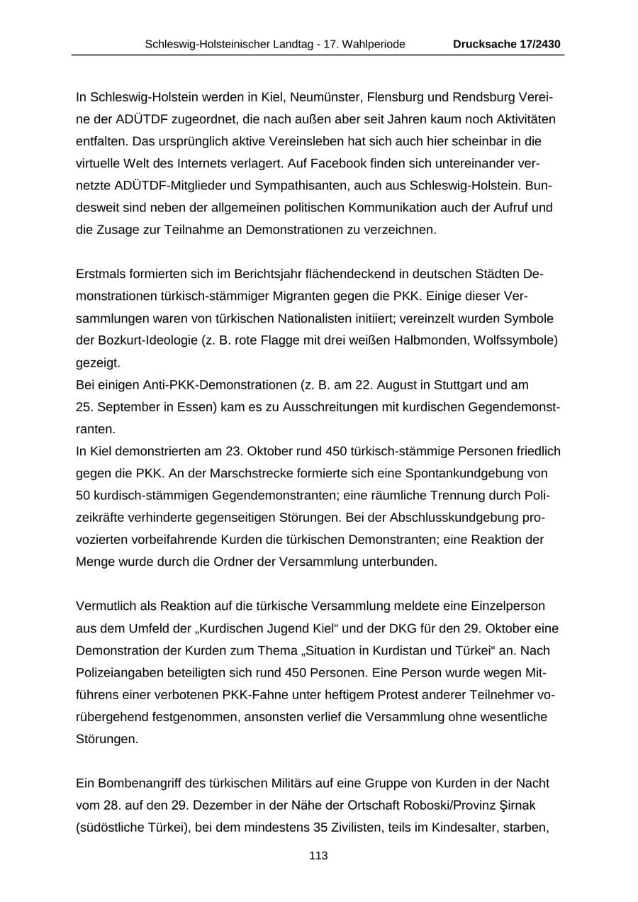 Seite 113 des Verfassungsschutzbericht 2011 Schleswig-Holstein