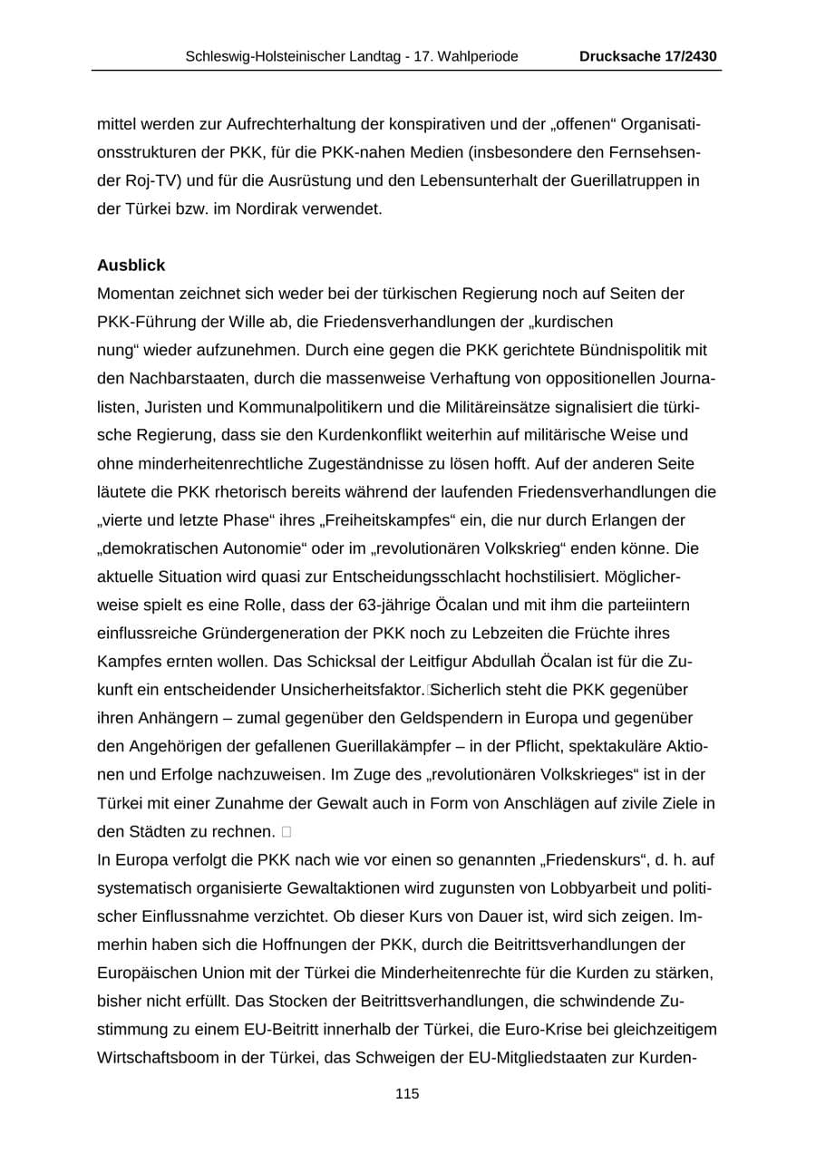 Seite 115 des Verfassungsschutzbericht 2011 Schleswig-Holstein