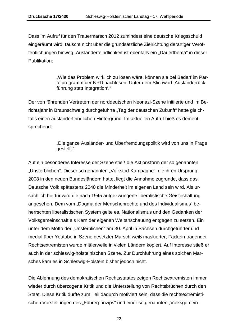 Seite 22 des Verfassungsschutzbericht 2011 Schleswig-Holstein