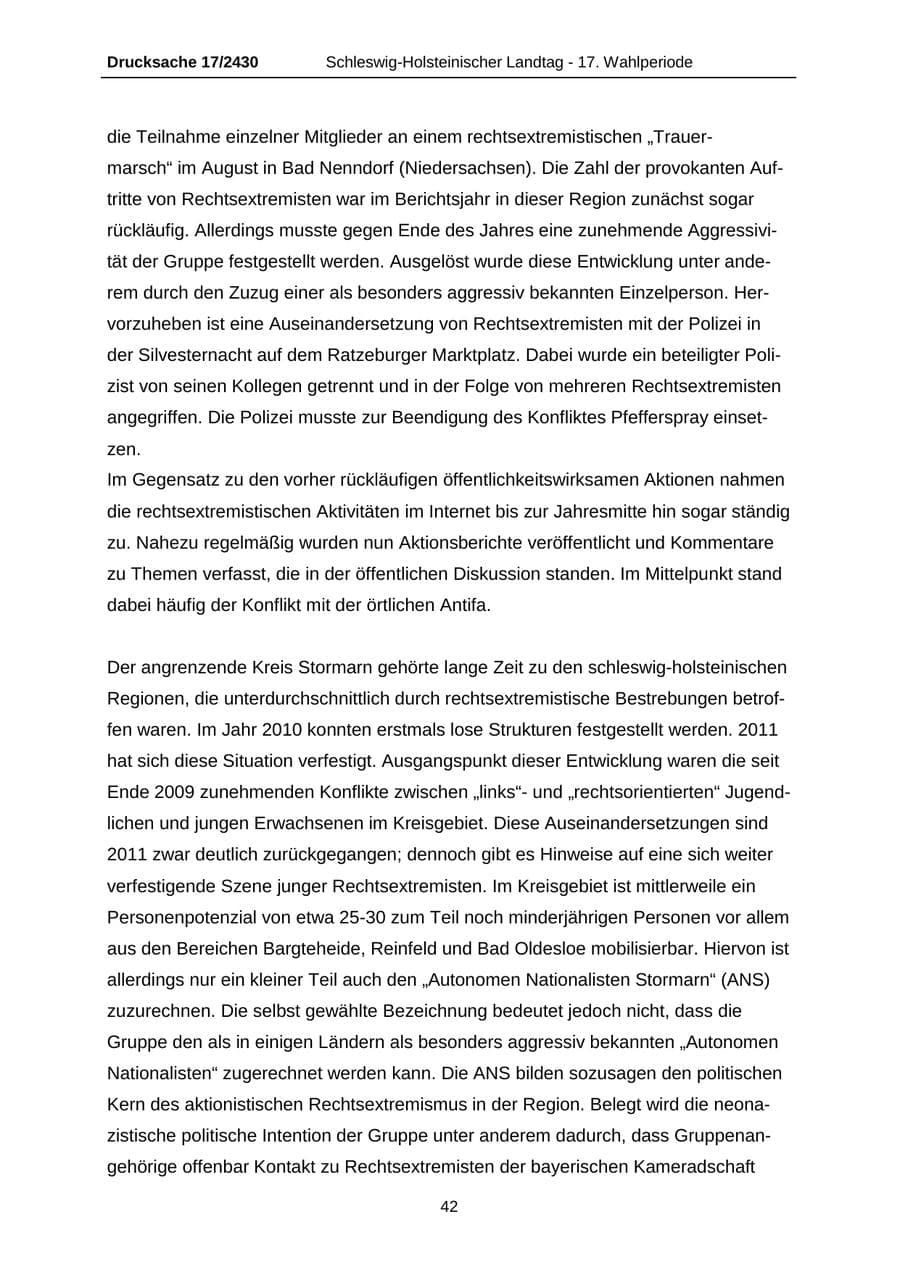 Seite 42 des Verfassungsschutzbericht 2011 Schleswig-Holstein