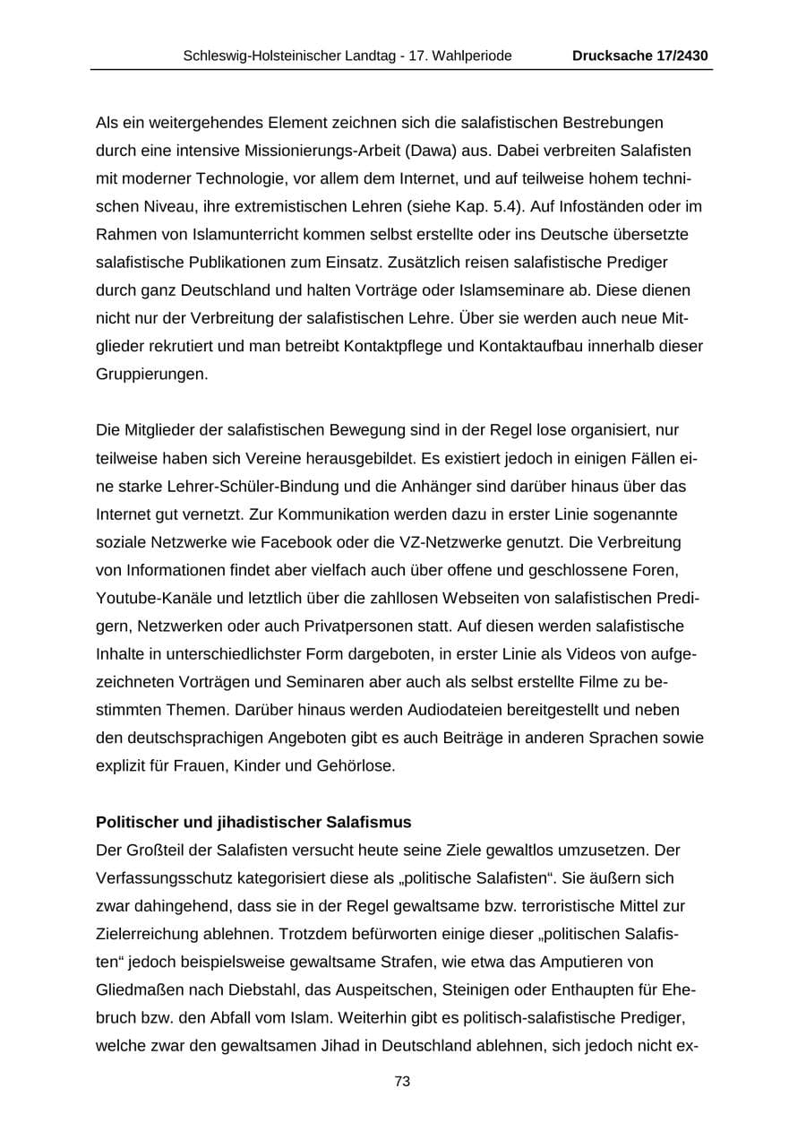 Seite 73 des Verfassungsschutzbericht 2011 Schleswig-Holstein