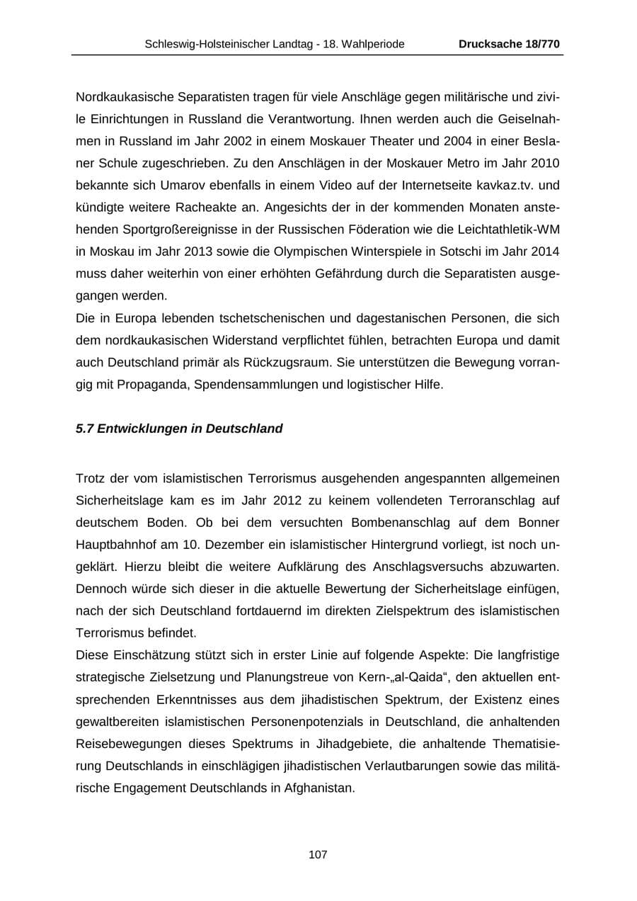 Seite 107 des Verfassungsschutzbericht 2012 Schleswig-Holstein