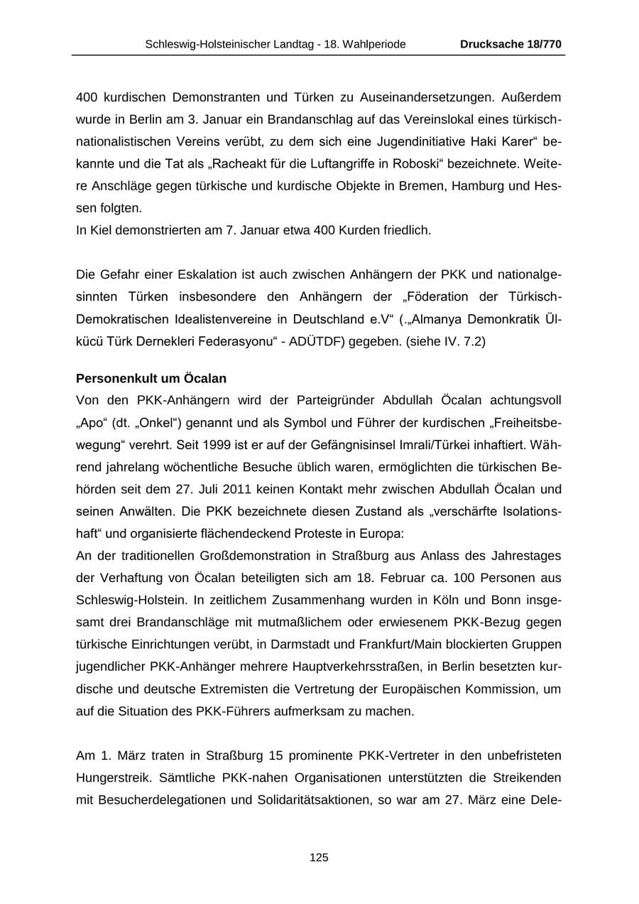 Seite 125 des Verfassungsschutzbericht 2012 Schleswig-Holstein