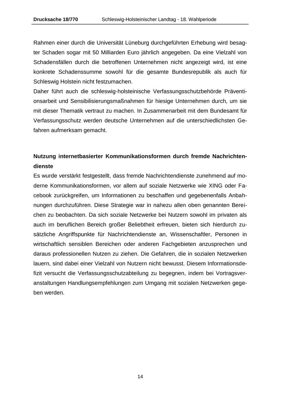 Seite 14 des Verfassungsschutzbericht 2012 Schleswig-Holstein