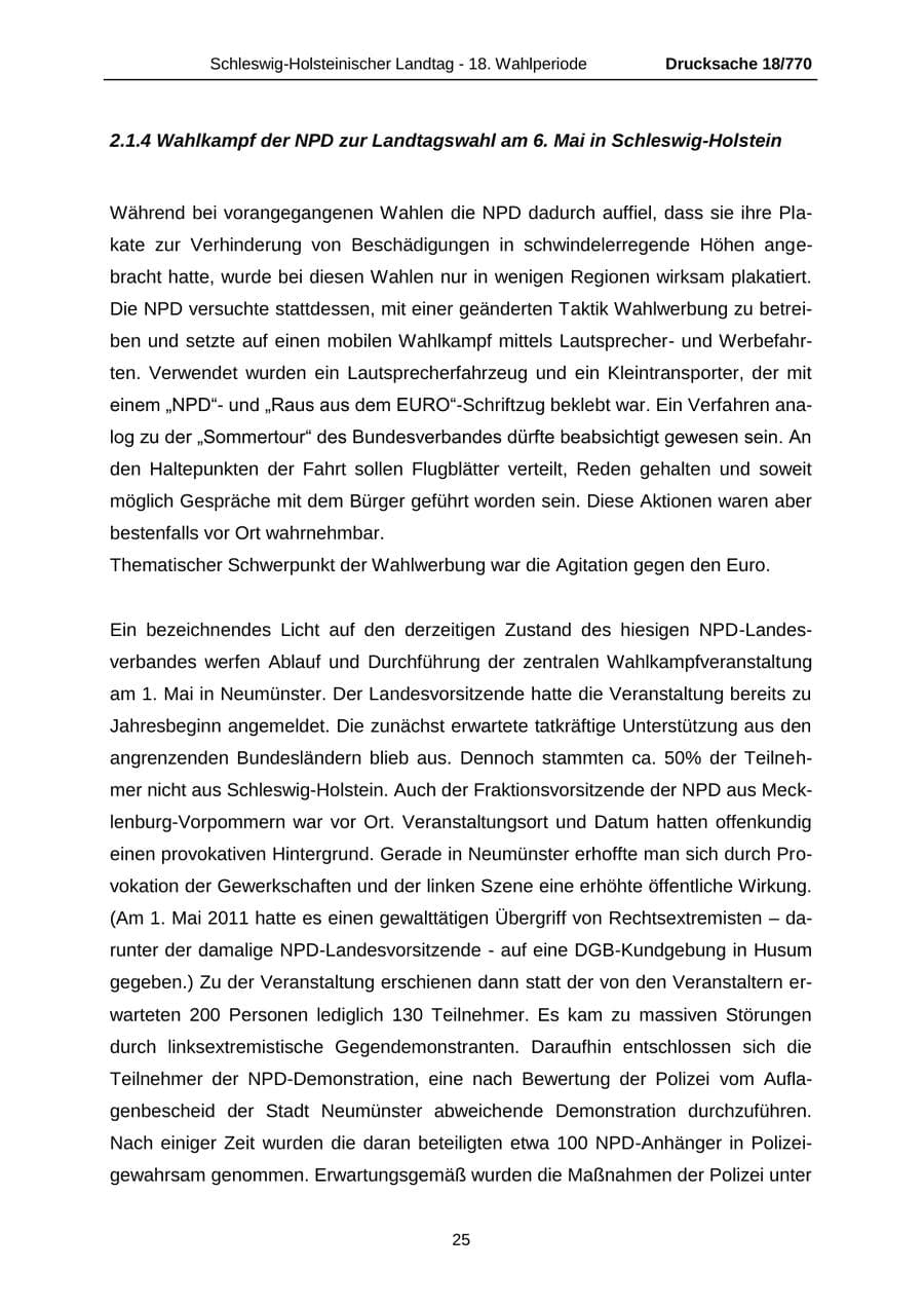 Seite 25 des Verfassungsschutzbericht 2012 Schleswig-Holstein
