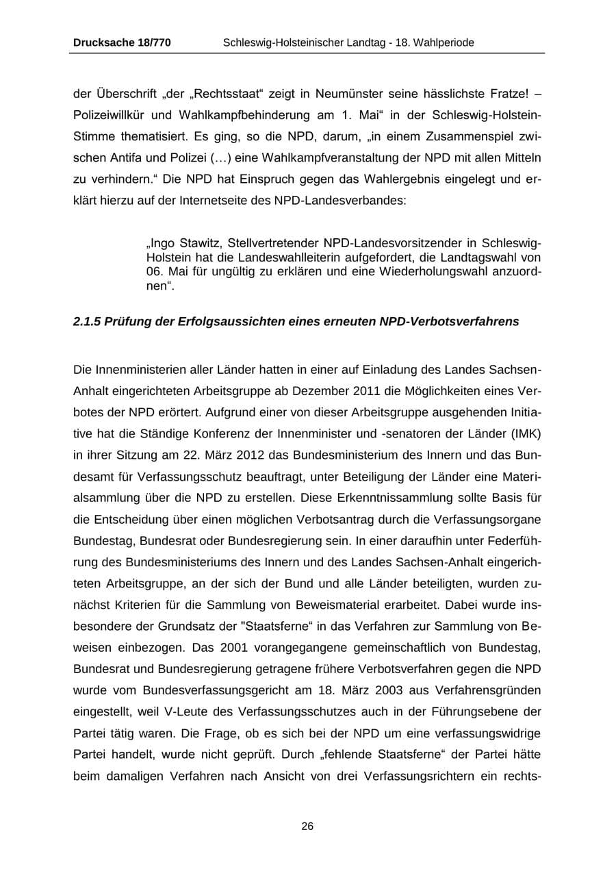 Seite 26 des Verfassungsschutzbericht 2012 Schleswig-Holstein