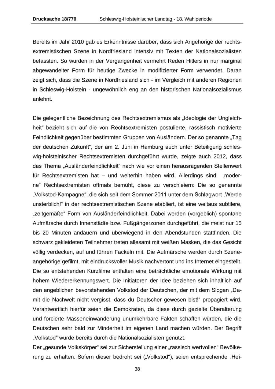 Seite 38 des Verfassungsschutzbericht 2012 Schleswig-Holstein