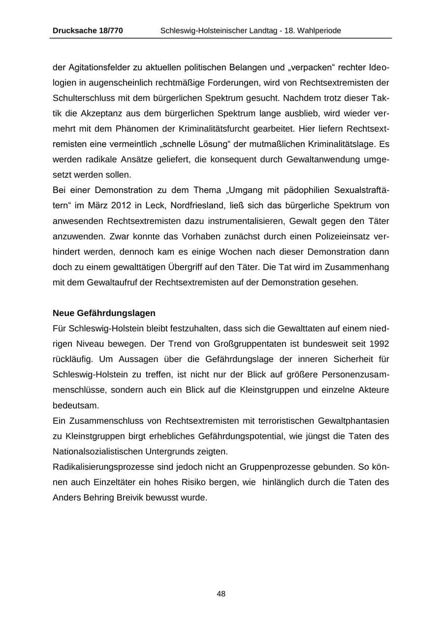Seite 48 des Verfassungsschutzbericht 2012 Schleswig-Holstein