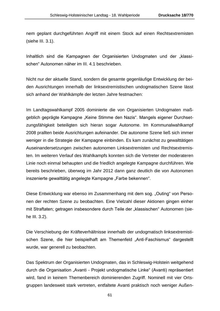 Seite 61 des Verfassungsschutzbericht 2012 Schleswig-Holstein