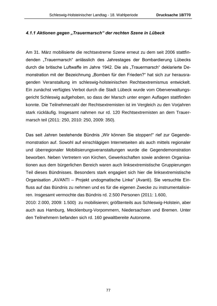 Seite 77 des Verfassungsschutzbericht 2012 Schleswig-Holstein