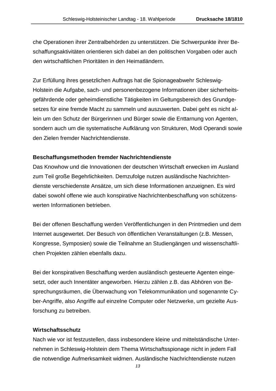 Seite 13 des Verfassungsschutzbericht 2013 Schleswig-Holstein