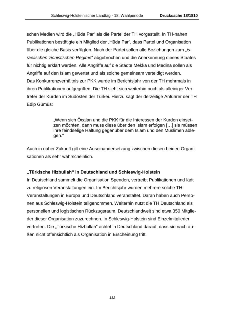 Seite 132 des Verfassungsschutzbericht 2013 Schleswig-Holstein