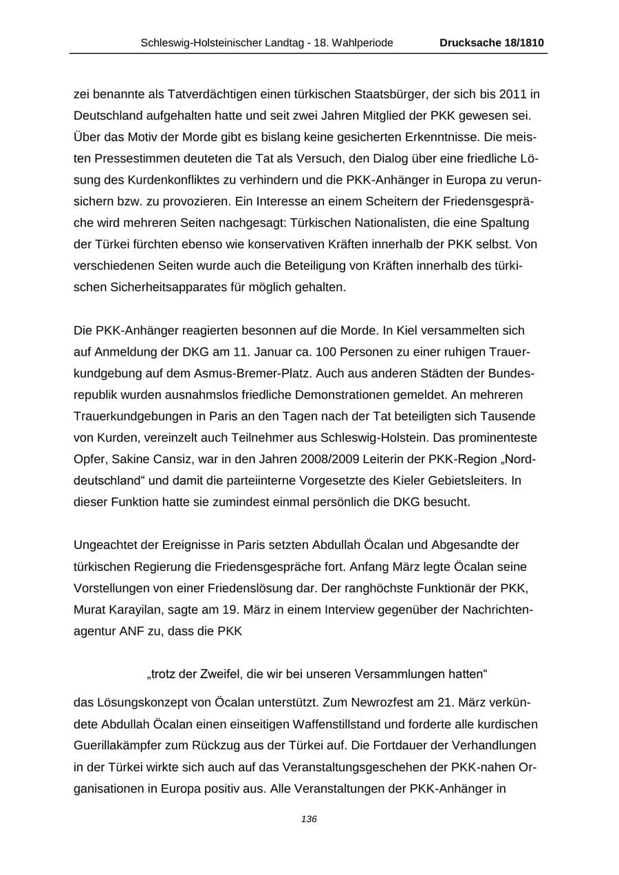 Seite 136 des Verfassungsschutzbericht 2013 Schleswig-Holstein
