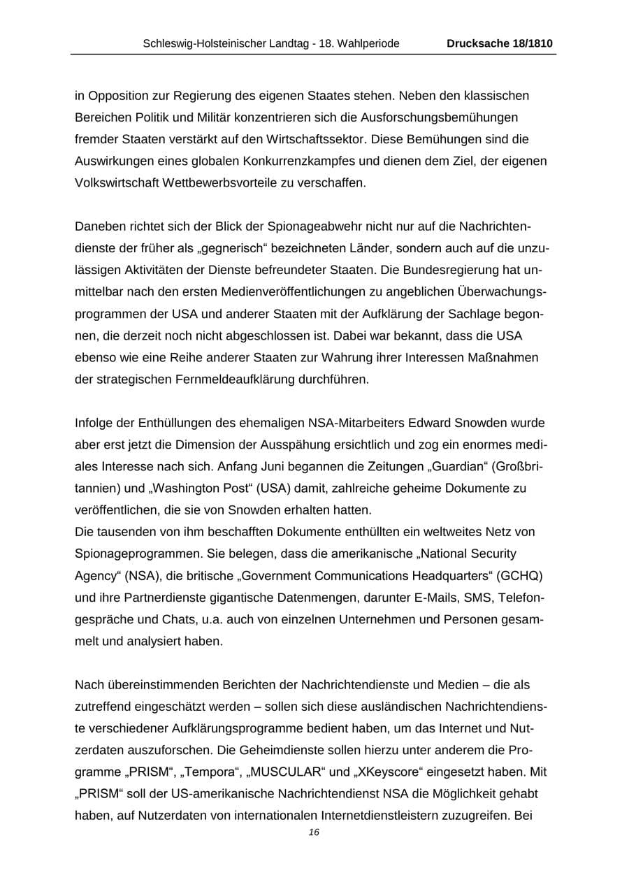 Seite 16 des Verfassungsschutzbericht 2013 Schleswig-Holstein