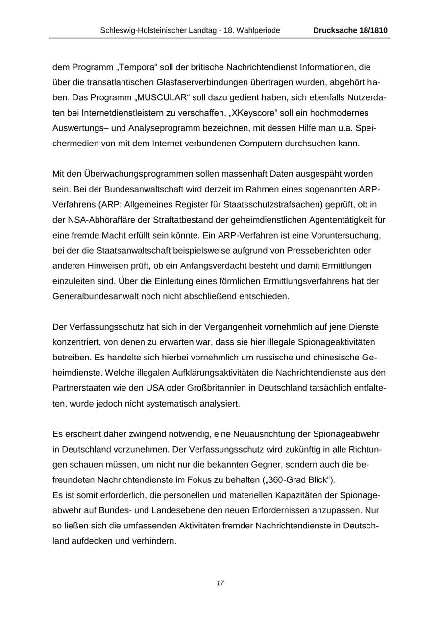 Seite 17 des Verfassungsschutzbericht 2013 Schleswig-Holstein