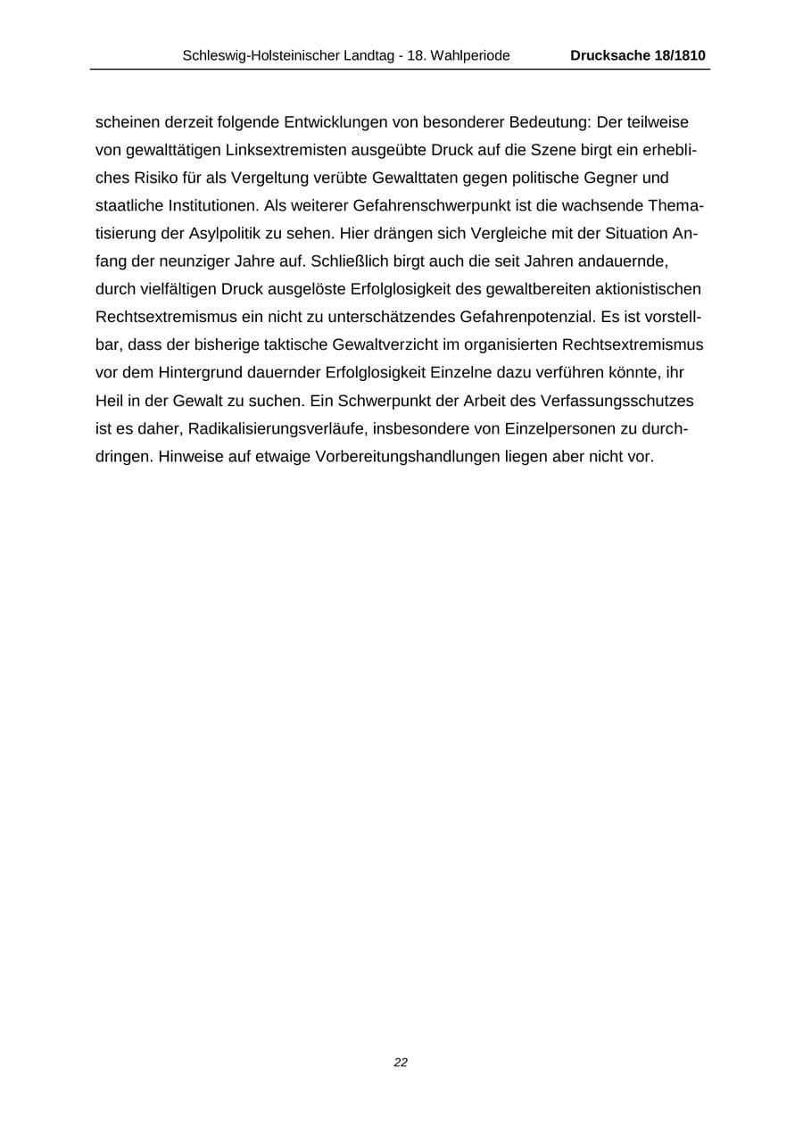 Seite 22 des Verfassungsschutzbericht 2013 Schleswig-Holstein