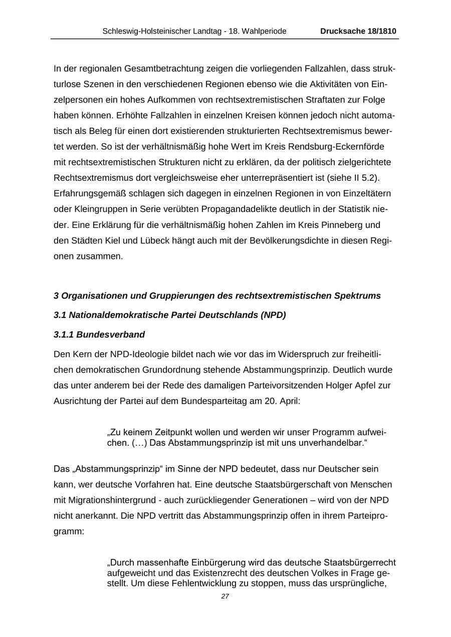 Seite 27 des Verfassungsschutzbericht 2013 Schleswig-Holstein