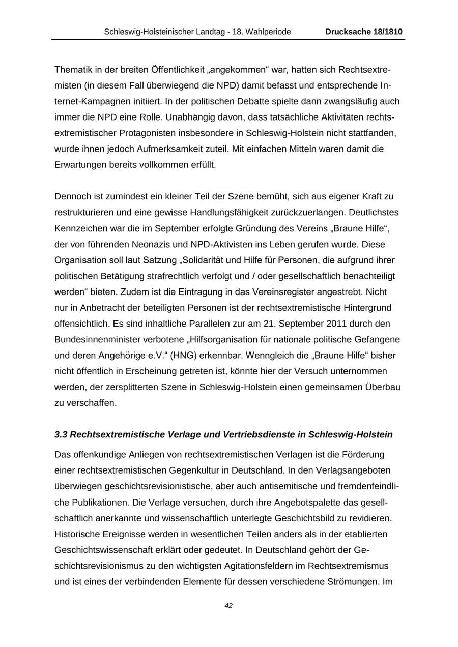 Seite 42 des Verfassungsschutzbericht 2013 Schleswig-Holstein