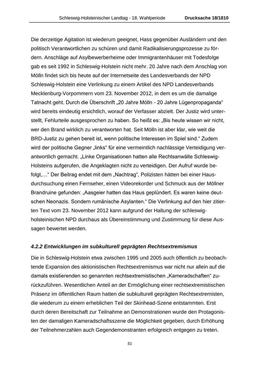 Seite 51 des Verfassungsschutzbericht 2013 Schleswig-Holstein