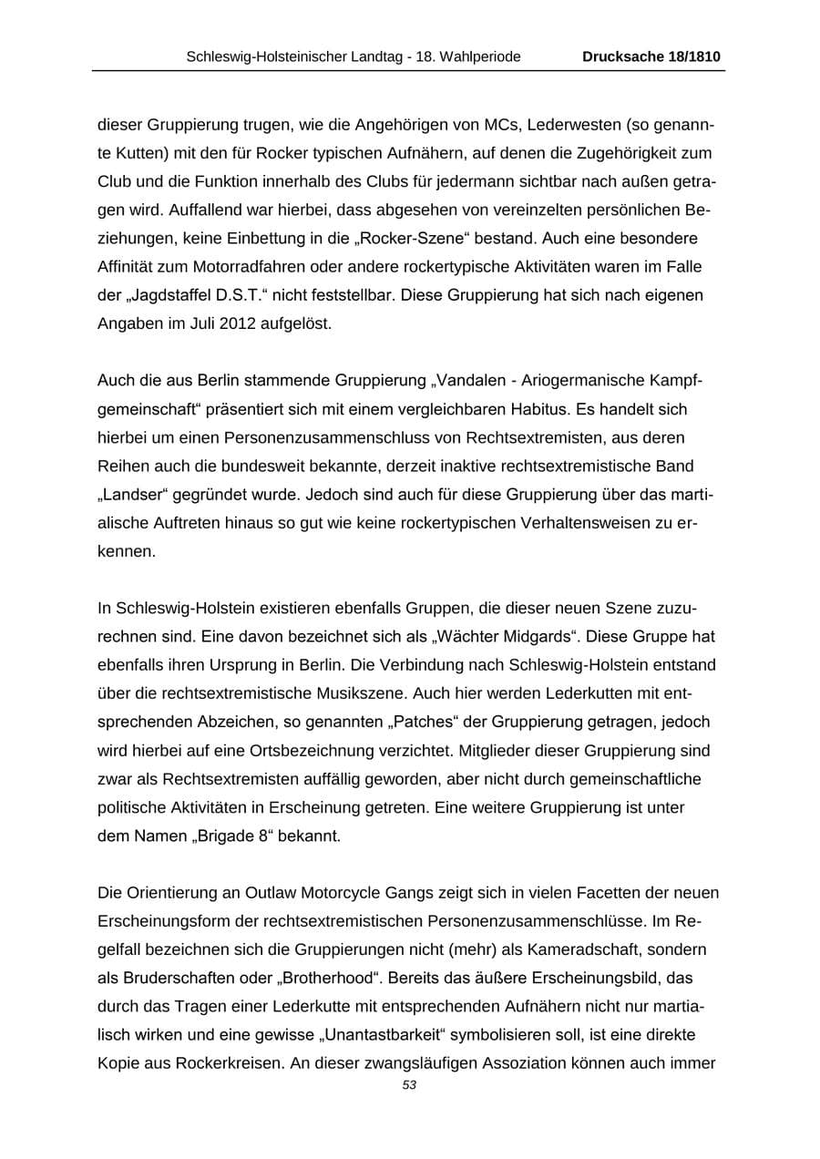 Seite 53 des Verfassungsschutzbericht 2013 Schleswig-Holstein