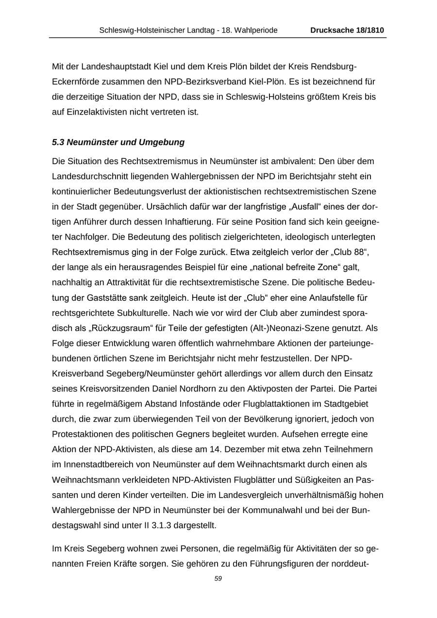 Seite 59 des Verfassungsschutzbericht 2013 Schleswig-Holstein