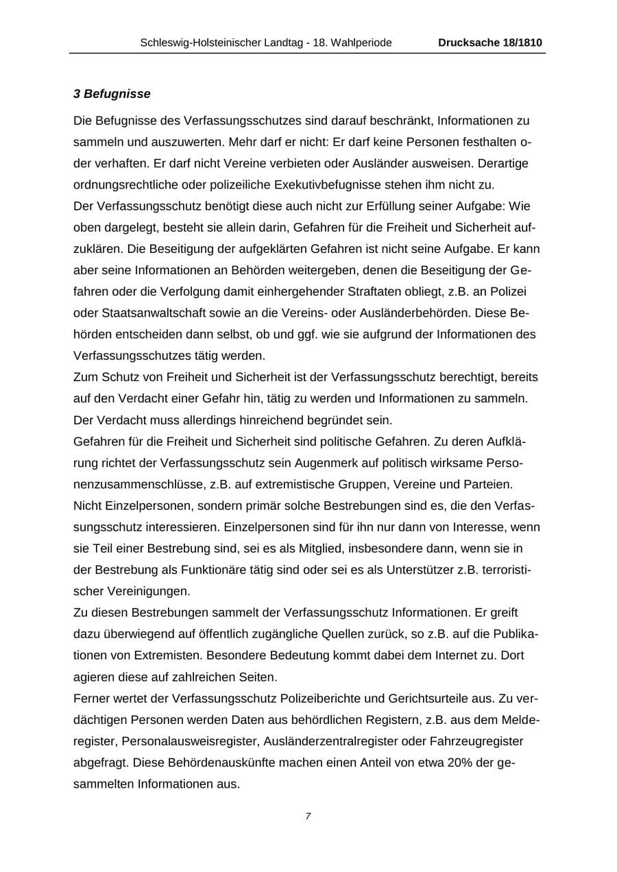 Seite 7 des Verfassungsschutzbericht 2013 Schleswig-Holstein