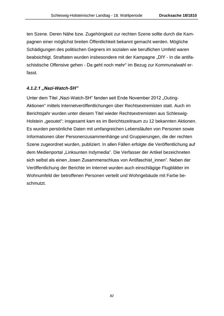 Seite 82 des Verfassungsschutzbericht 2013 Schleswig-Holstein