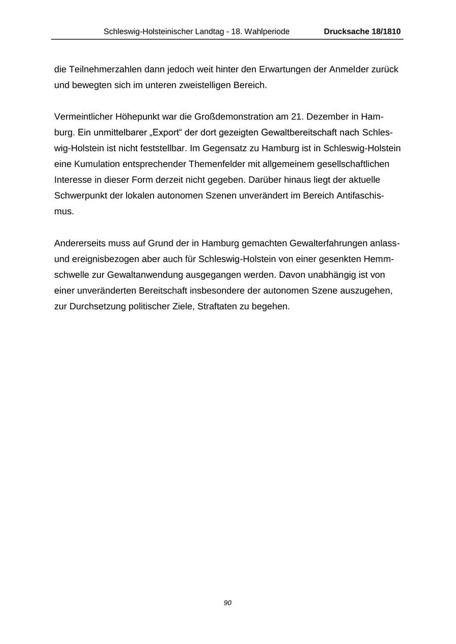 Seite 90 des Verfassungsschutzbericht 2013 Schleswig-Holstein