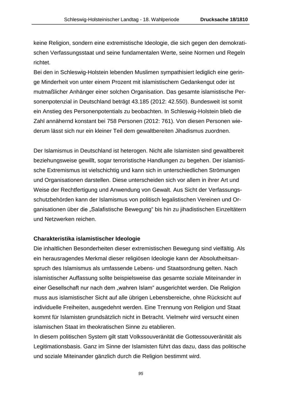 Seite 95 des Verfassungsschutzbericht 2013 Schleswig-Holstein
