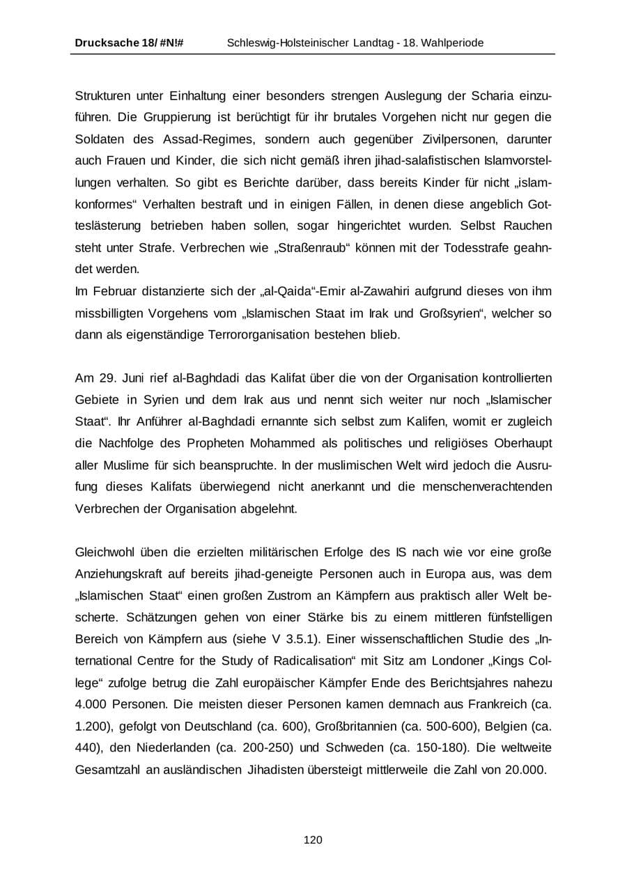 Seite 120 des Verfassungsschutzbericht 2014 Schleswig-Holstein
