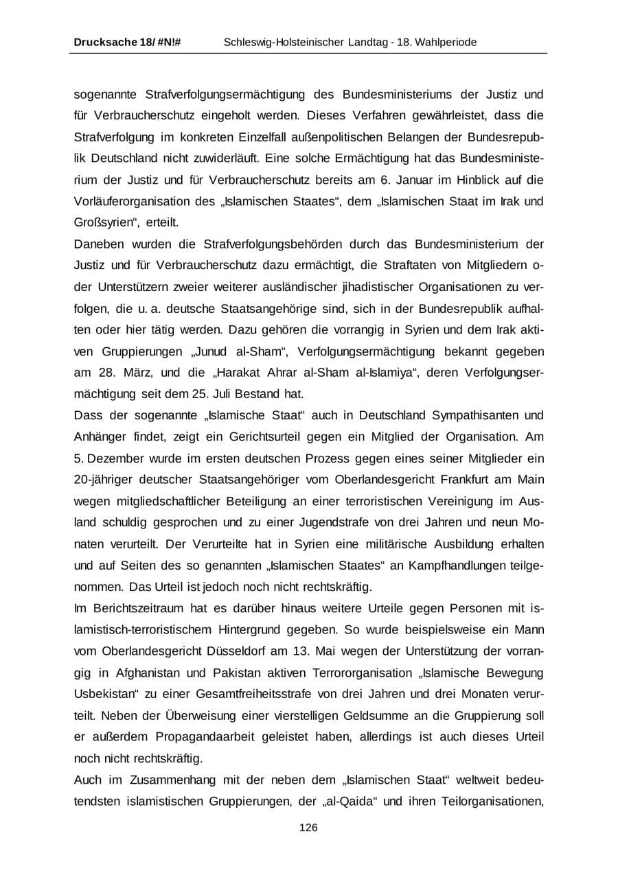 Seite 126 des Verfassungsschutzbericht 2014 Schleswig-Holstein