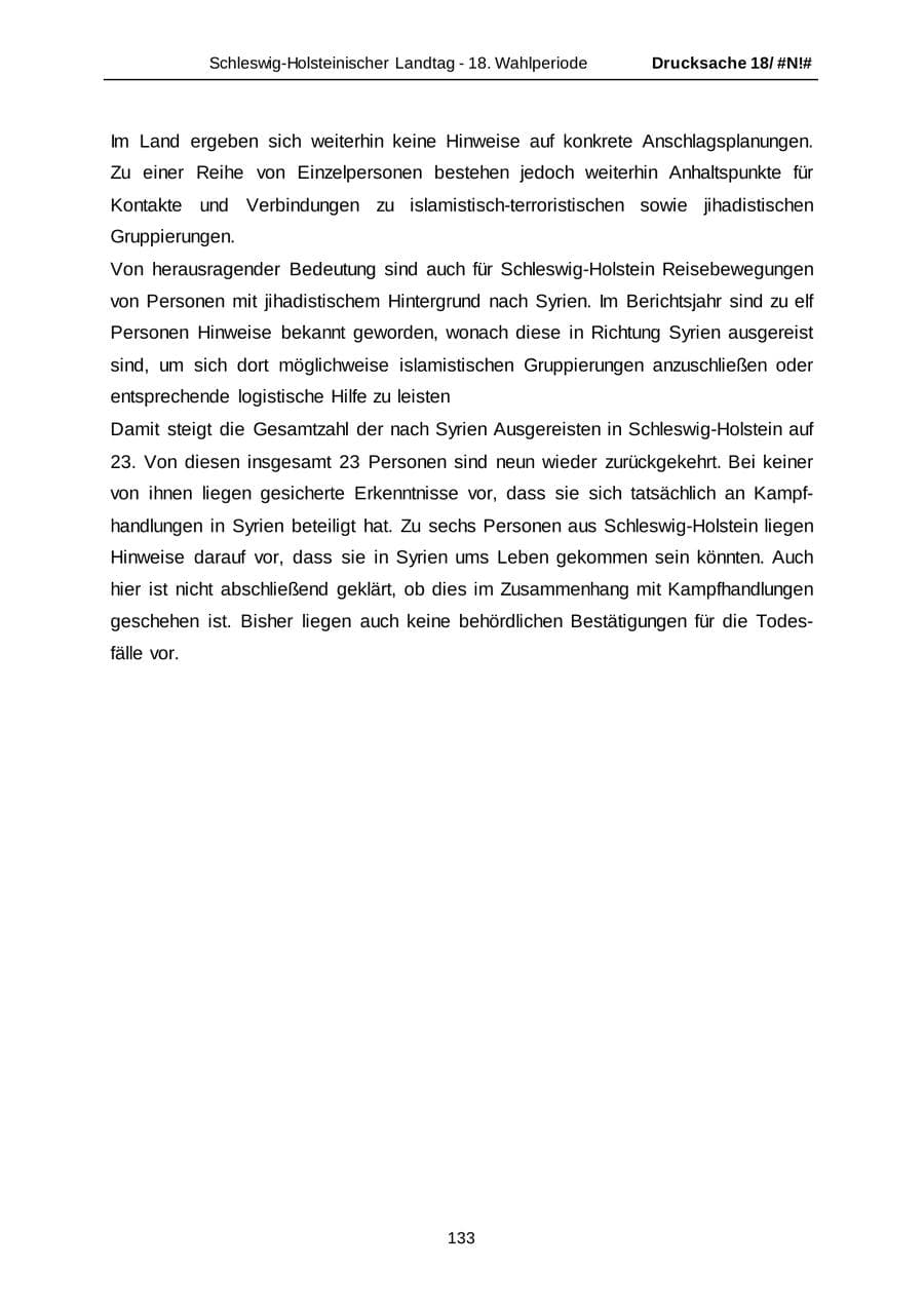 Seite 133 des Verfassungsschutzbericht 2014 Schleswig-Holstein