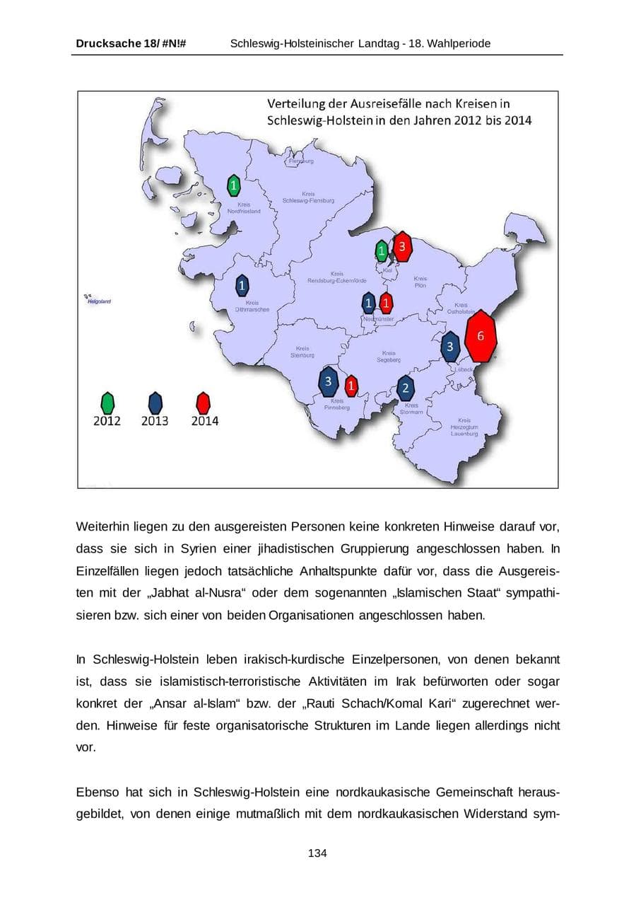 Seite 134 des Verfassungsschutzbericht 2014 Schleswig-Holstein