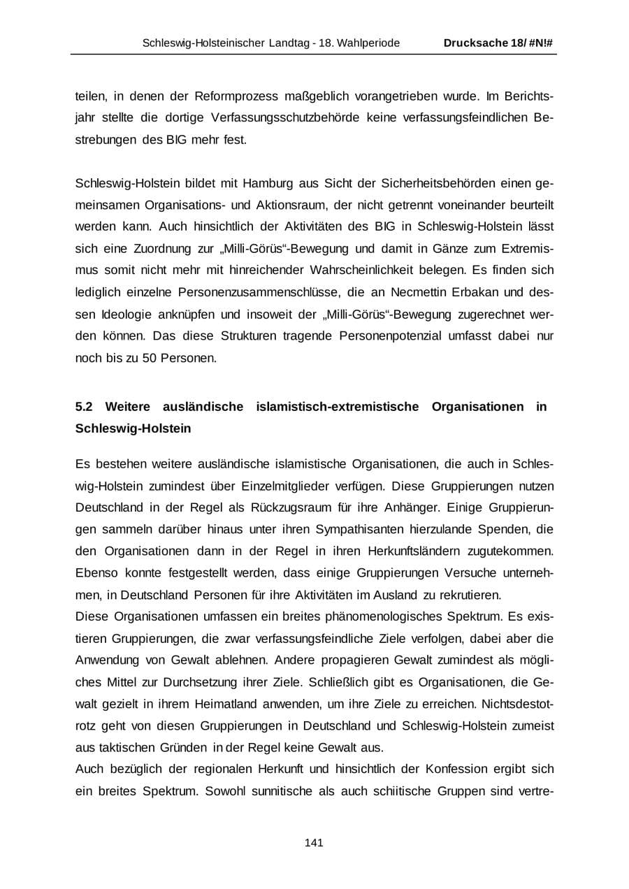 Seite 141 des Verfassungsschutzbericht 2014 Schleswig-Holstein