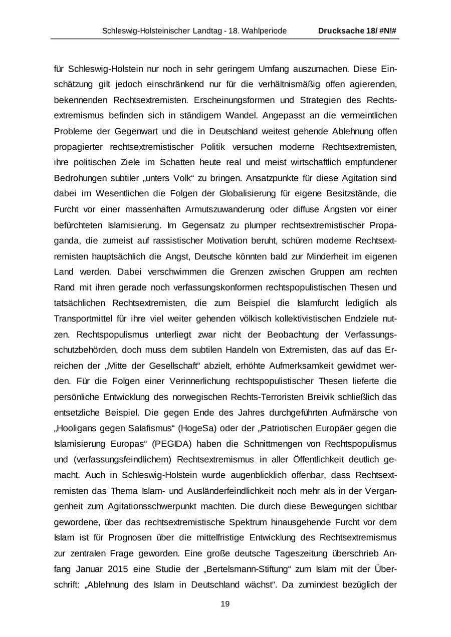 Seite 19 des Verfassungsschutzbericht 2014 Schleswig-Holstein