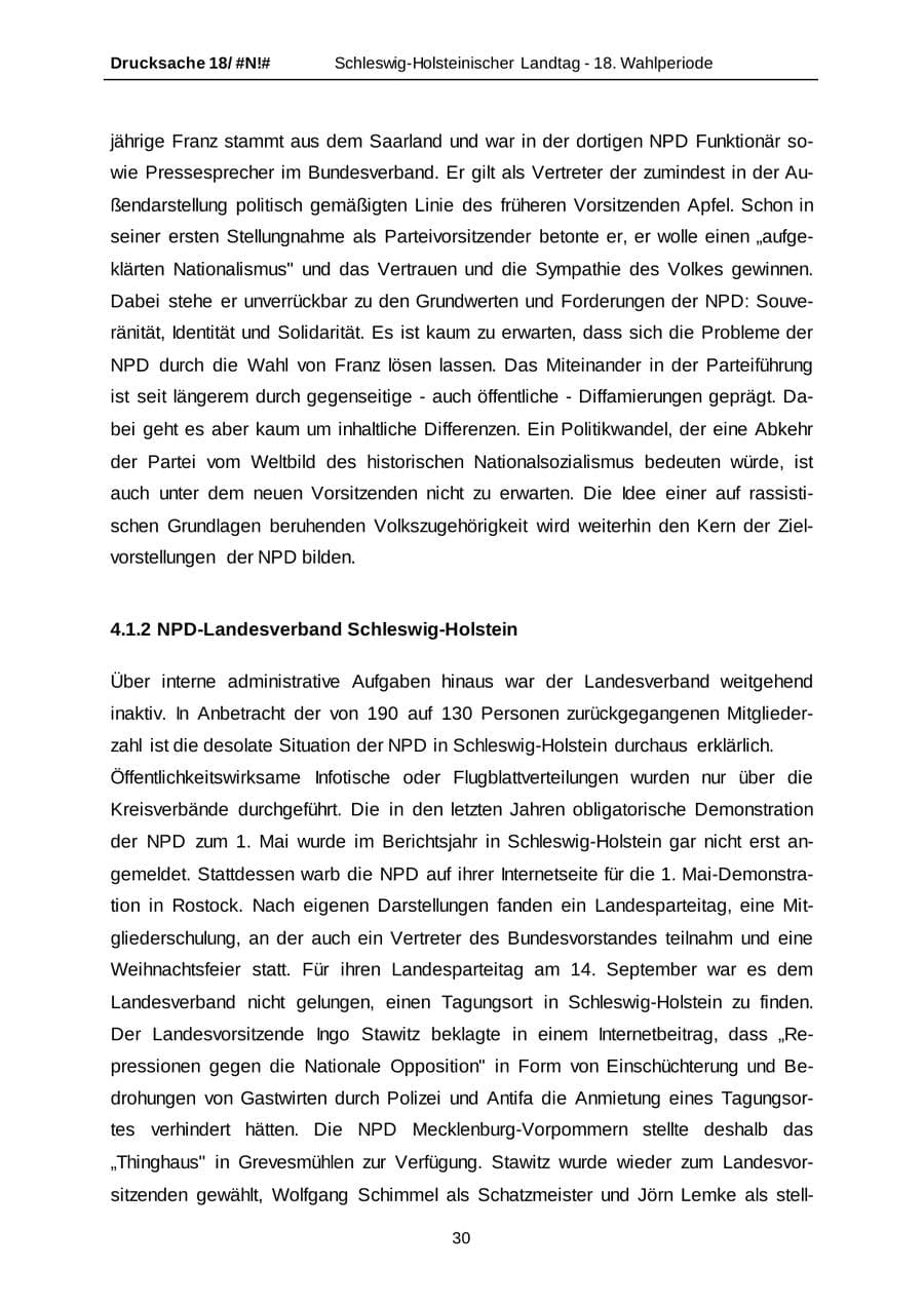 Seite 30 des Verfassungsschutzbericht 2014 Schleswig-Holstein