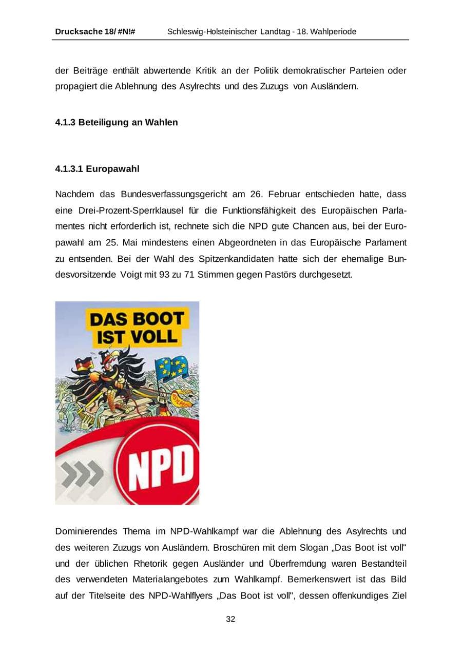 Seite 32 des Verfassungsschutzbericht 2014 Schleswig-Holstein