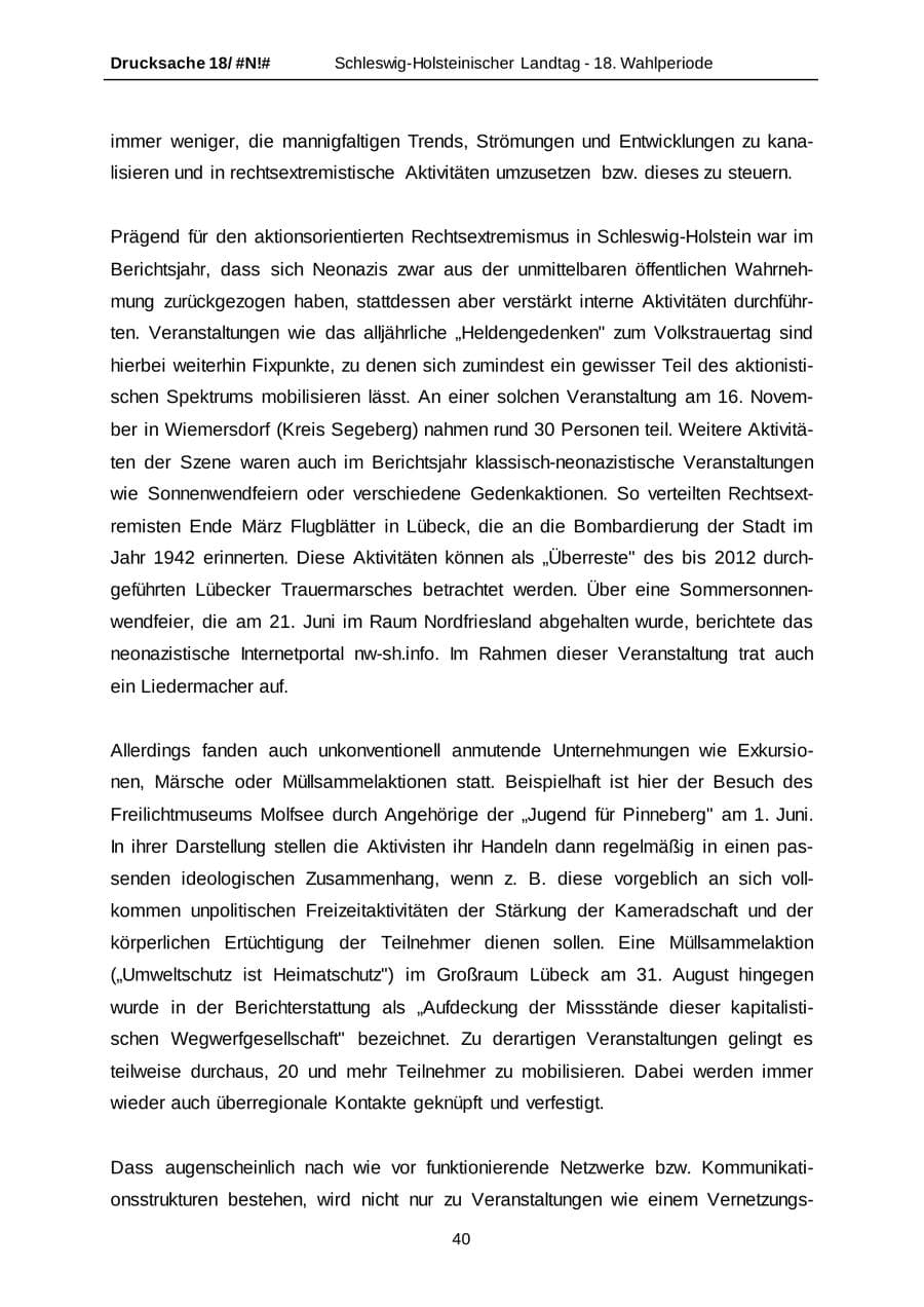 Seite 40 des Verfassungsschutzbericht 2014 Schleswig-Holstein