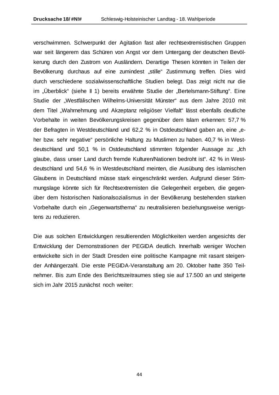 Seite 44 des Verfassungsschutzbericht 2014 Schleswig-Holstein