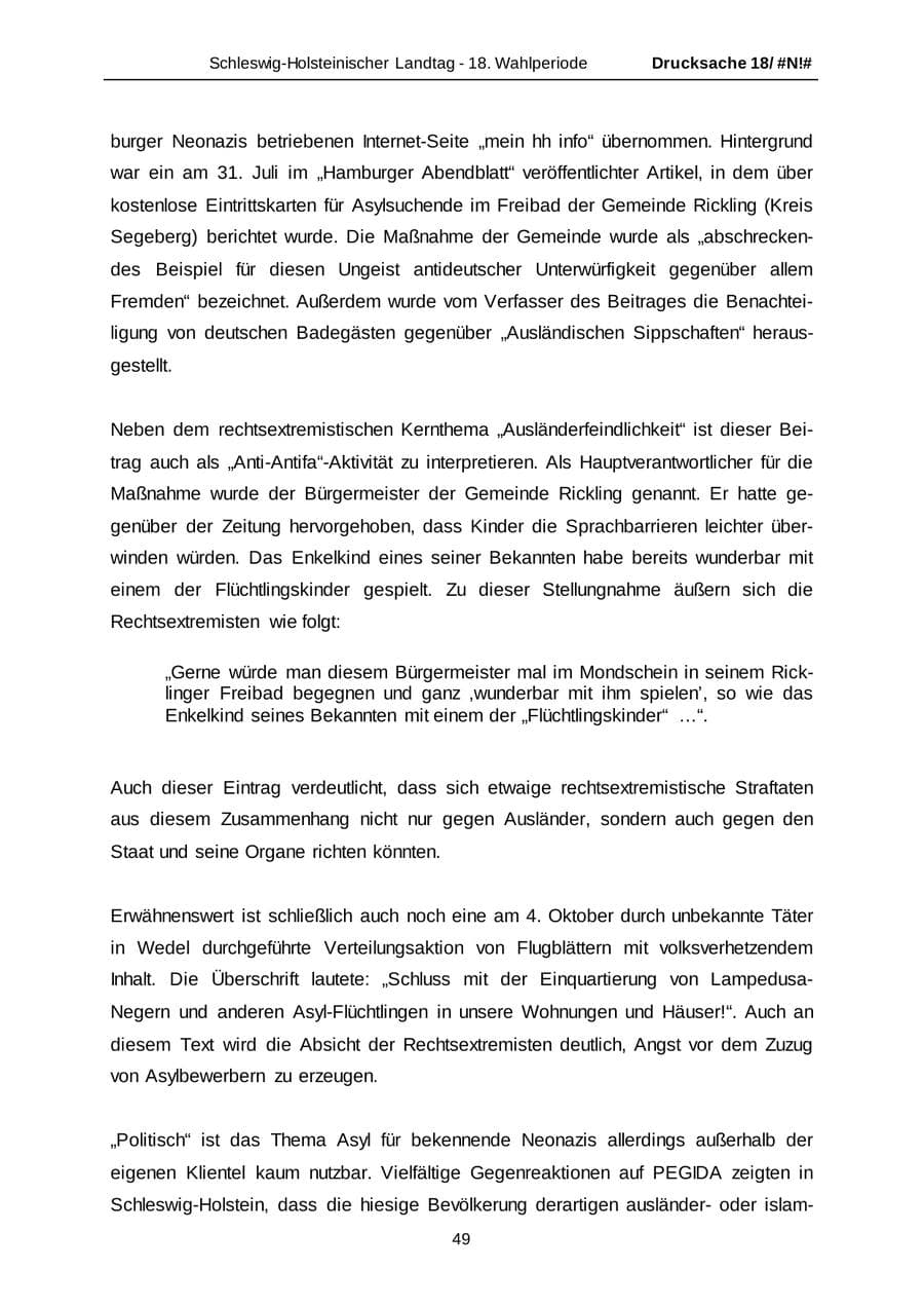 Seite 49 des Verfassungsschutzbericht 2014 Schleswig-Holstein
