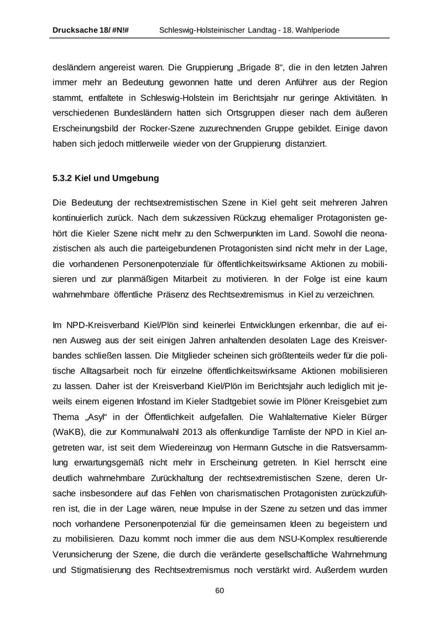 Seite 60 des Verfassungsschutzbericht 2014 Schleswig-Holstein