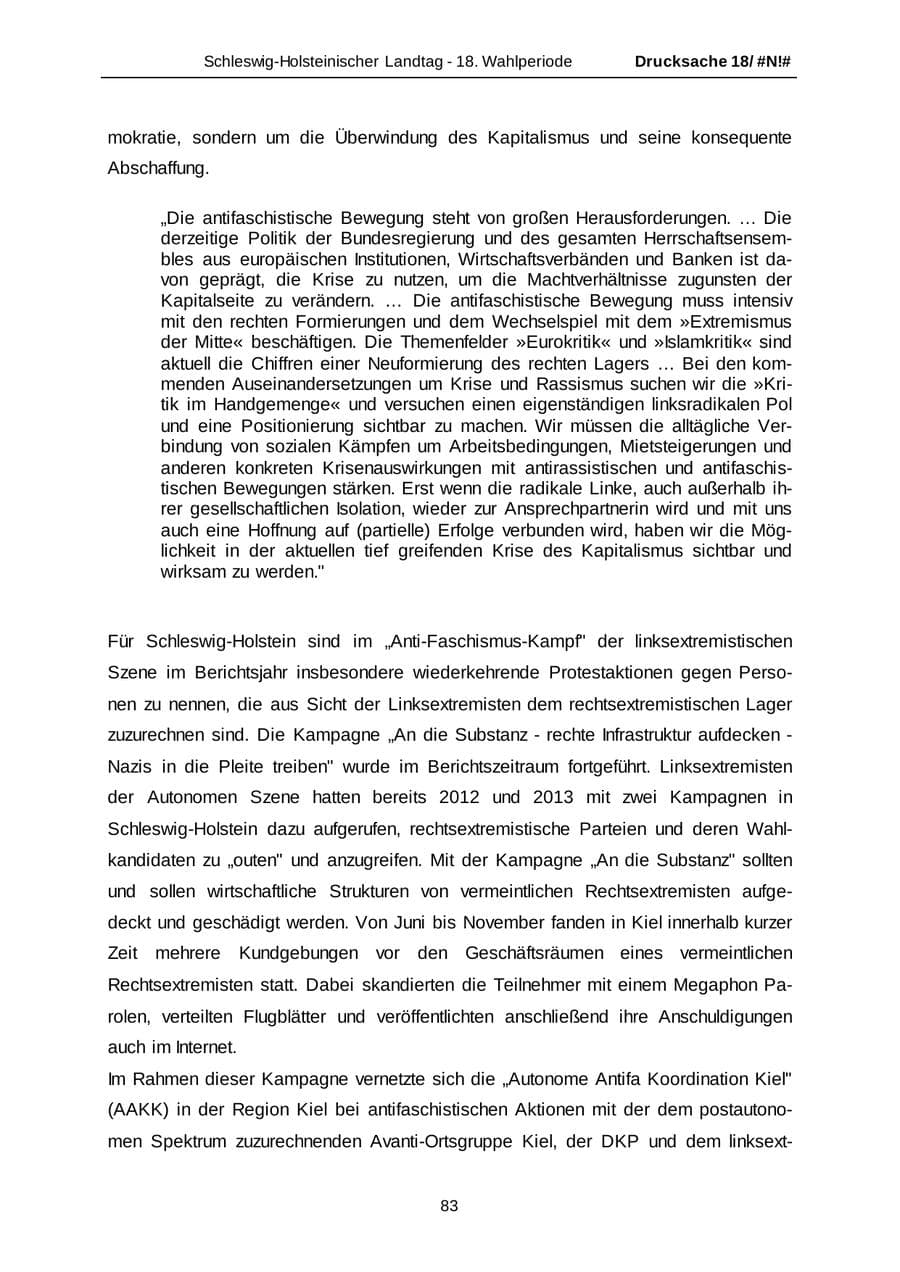 Seite 83 des Verfassungsschutzbericht 2014 Schleswig-Holstein