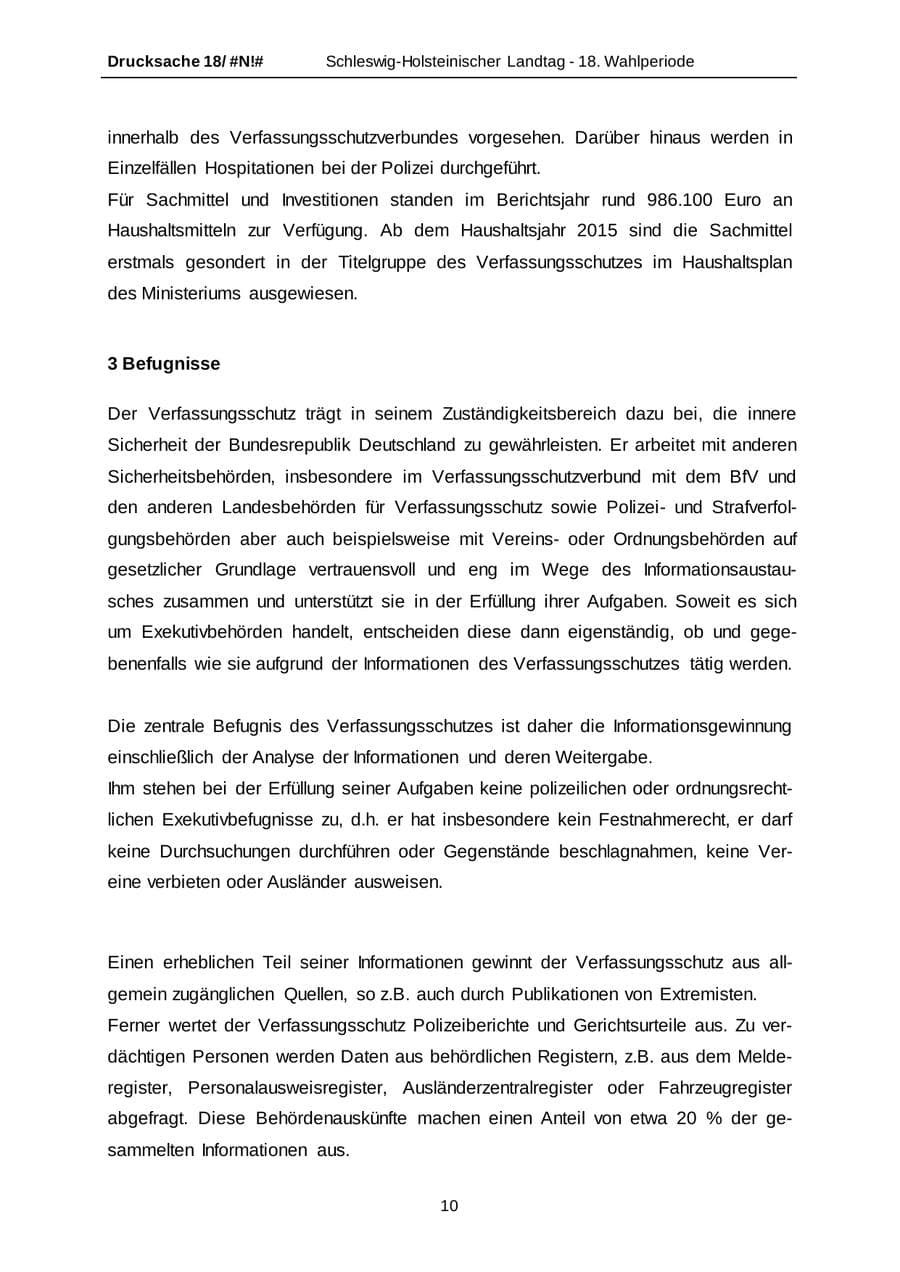 Seite 10 des Verfassungsschutzbericht 2014 Schleswig-Holstein