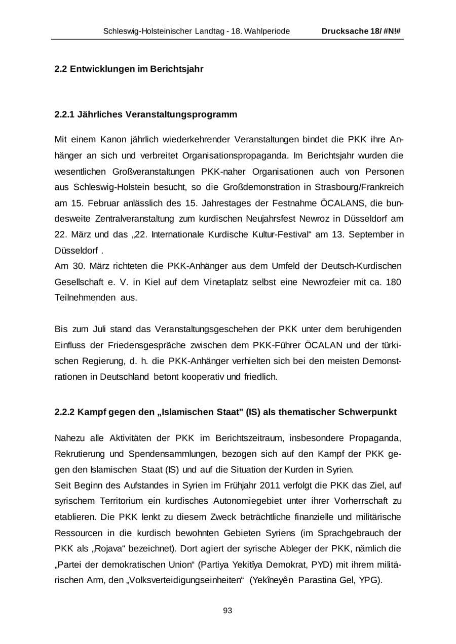 Seite 93 des Verfassungsschutzbericht 2014 Schleswig-Holstein