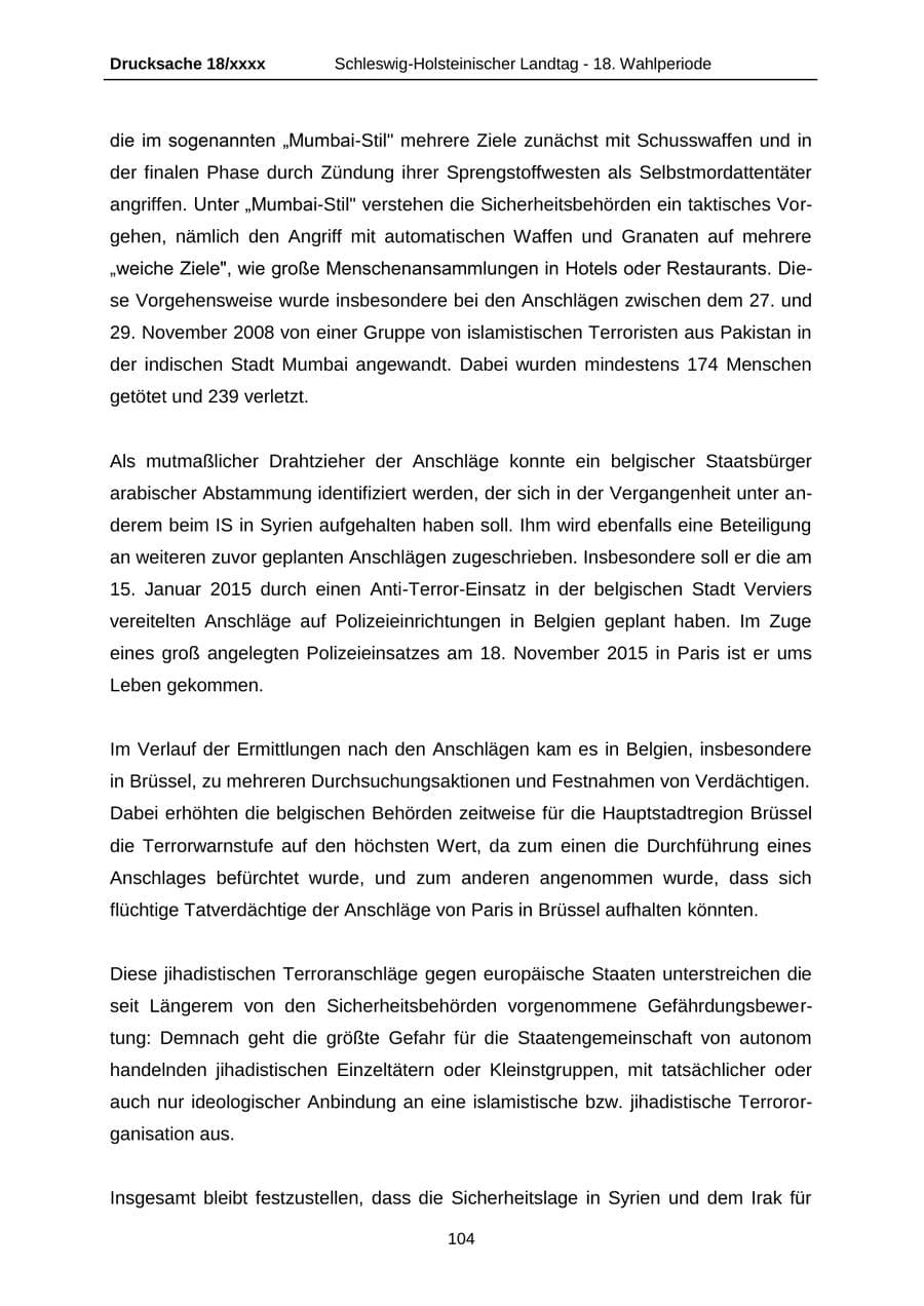 Seite 104 des Verfassungsschutzbericht 2015 Schleswig-Holstein