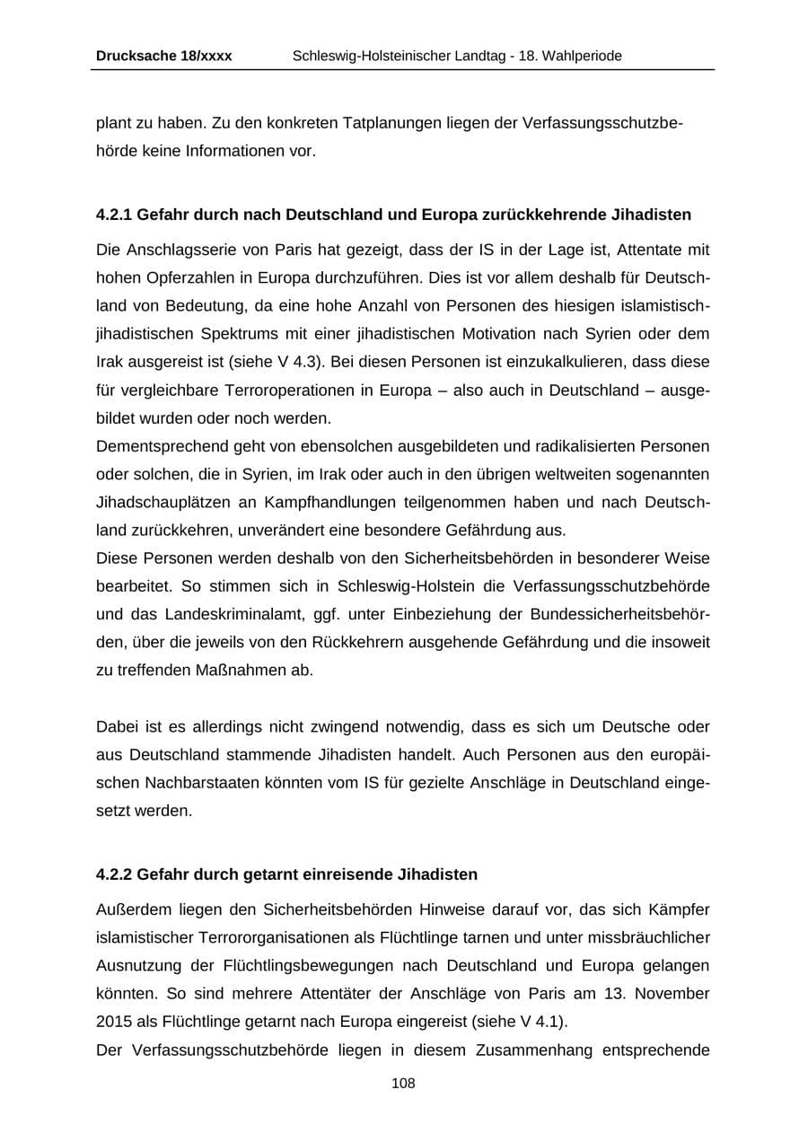 Seite 108 des Verfassungsschutzbericht 2015 Schleswig-Holstein