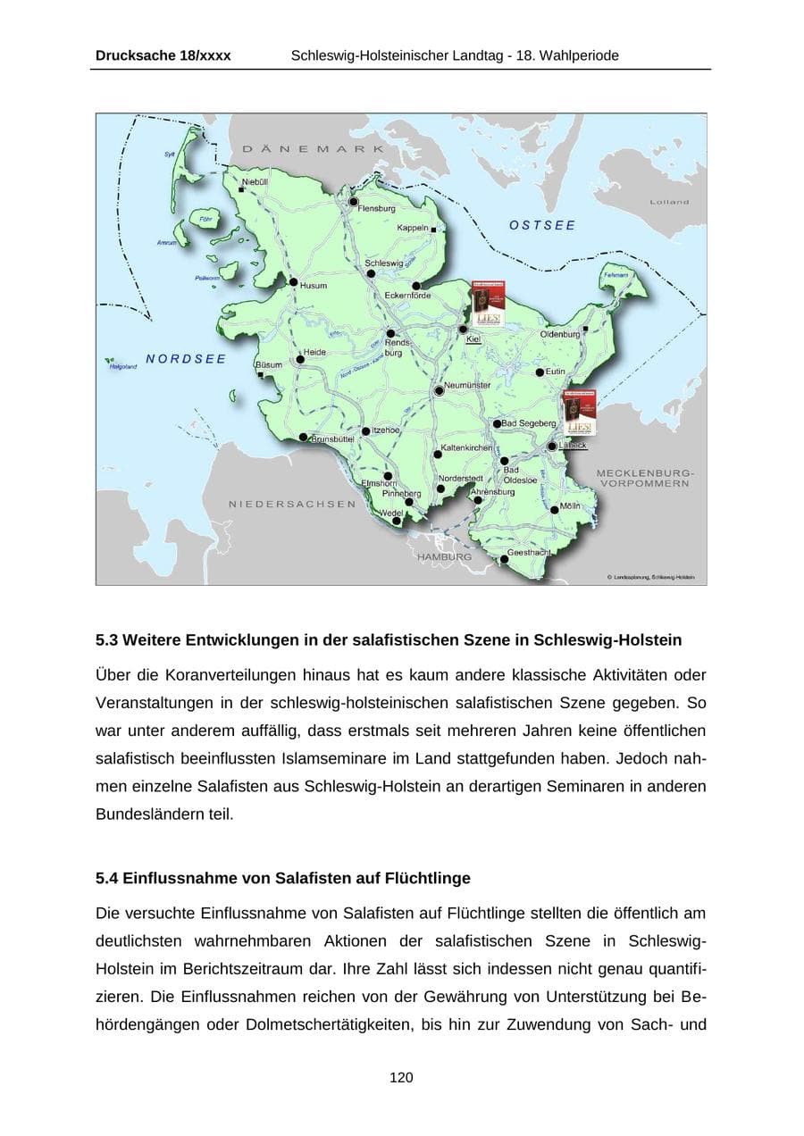 Seite 120 des Verfassungsschutzbericht 2015 Schleswig-Holstein
