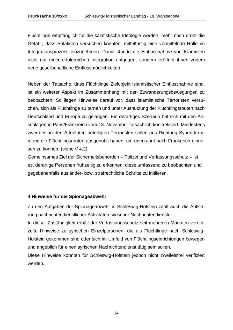 Seite 14 des Verfassungsschutzbericht 2015 Schleswig-Holstein